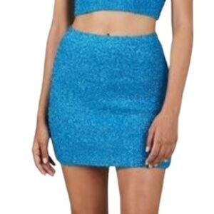 NWOT ALIX NYC Mini Knit Metallic Wool Blend Pencil Skirt L